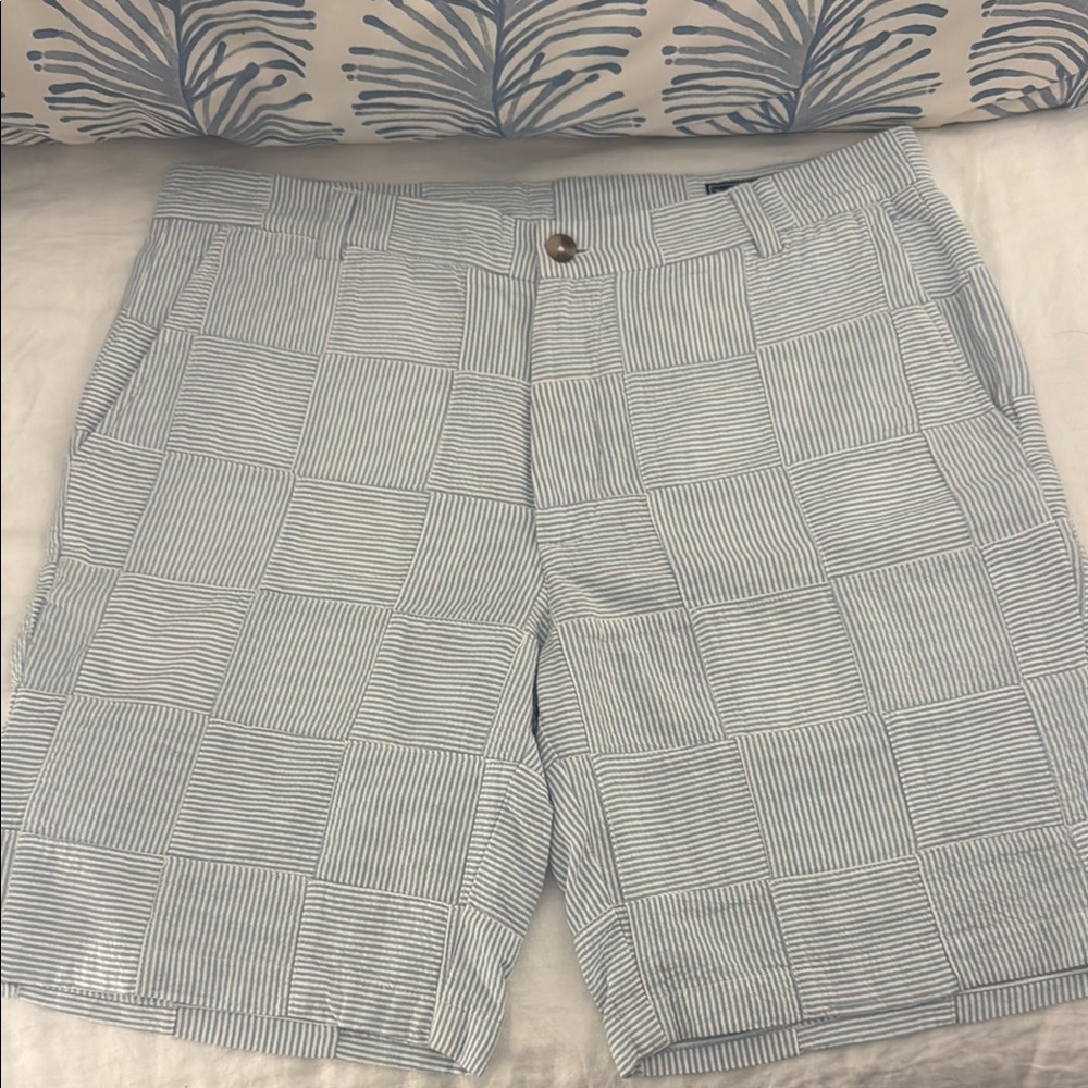 Vineyard Vines Blue Seersucker Patchwork Shorts 34